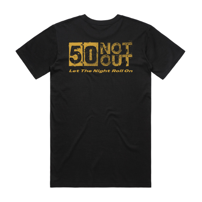 50 Not Out/Let The Night Roll On Black Tshirt by The Angels