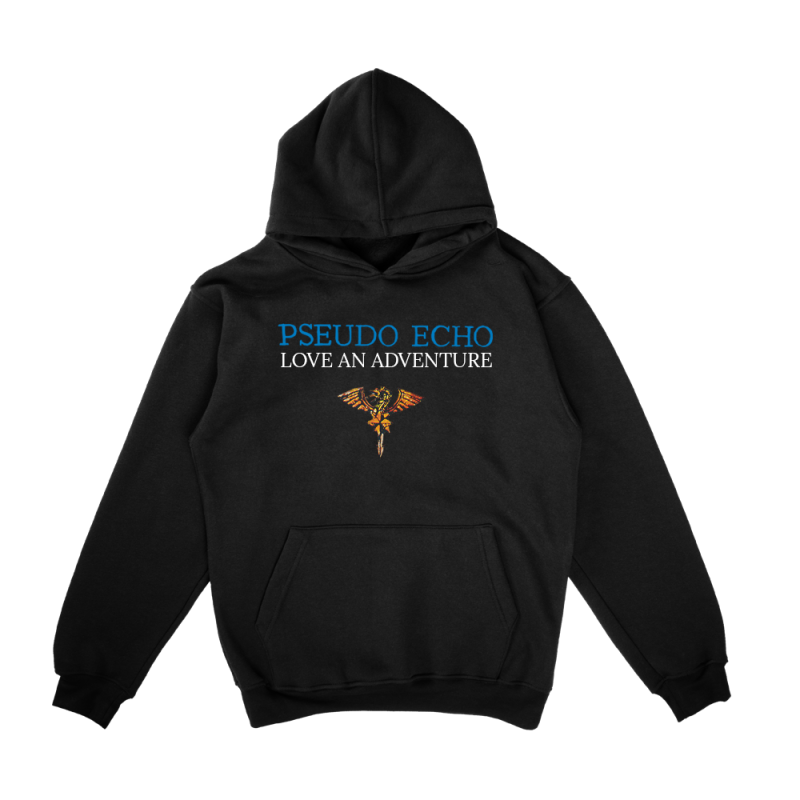 Love An Adventure  Black Hoodie by Pseudo Echo