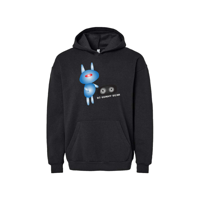 DJ GUMMY BEAR UNISEX BLACK HOODIE by Montell Fish