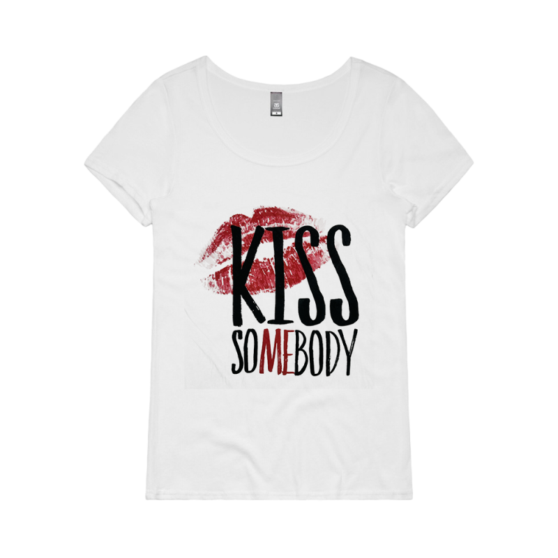 Kiss Somebody Lips White Ladies Tshirt by Morgan Evans