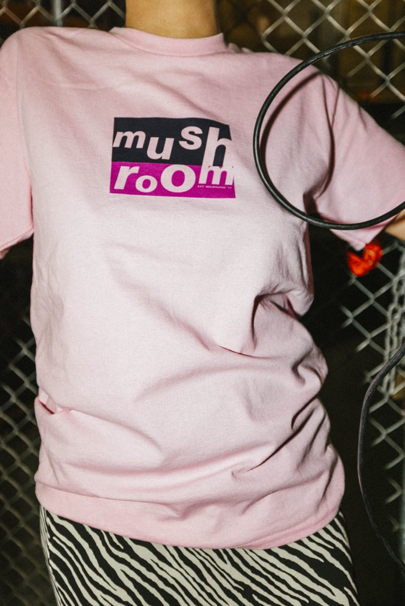 Mushroom Stacked Logo Light Pink Tshirt by Mushroom