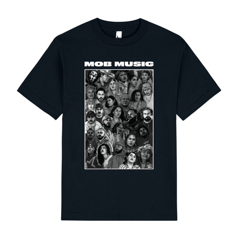 Mob Music Black T-Shirt by Support Act 2024