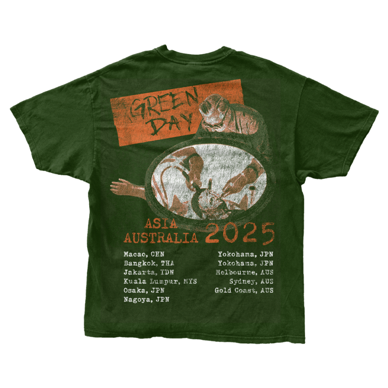 Novacaine Tour Forest Green Tshirt by Green Day