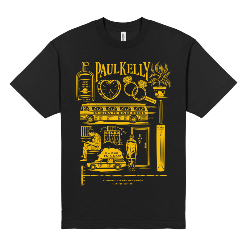 Paul Kelly Black Tshirt by Support Act 2024