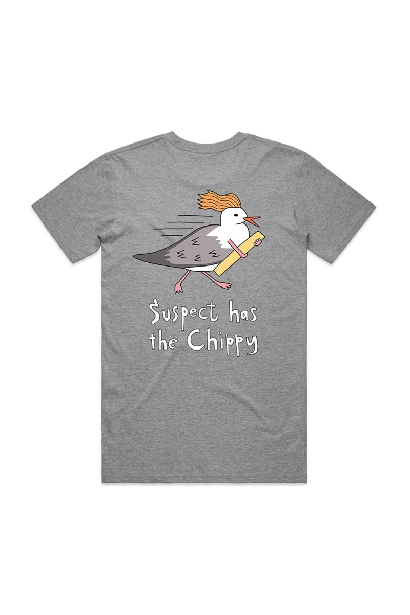 Suspect Chippy Adult Unisex Light Grey Tshirt by Sam Cotton