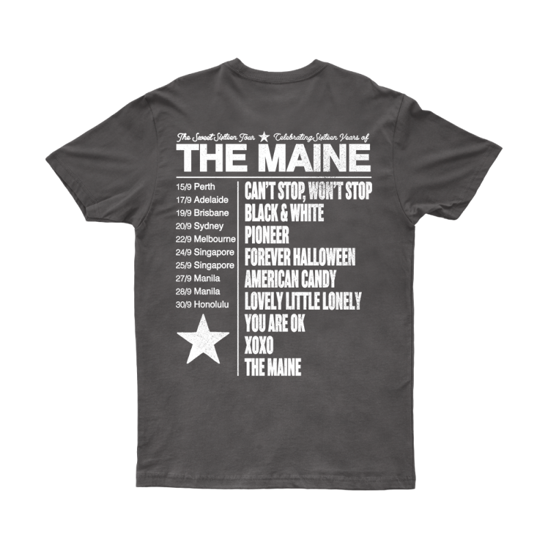 SWEET 16 BOMB TOUR TEE FADED BLACK TSHIRT by The Maine