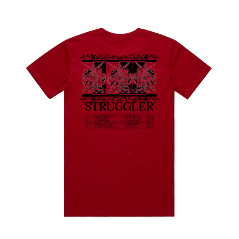 The Struggler Tour Red Tshirt by Genesis Owusu