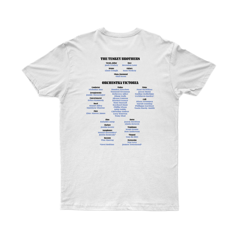 Orchestra Unisex White Tshirt by The Teskey Brothers