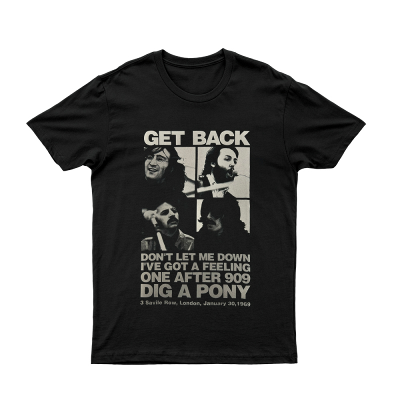 Get Back Savile Row Unisex Black Tshirt by The Beatles