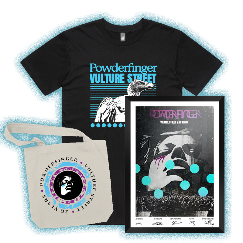 Vulture Street 20th Anniversary - Framed Lenticular Art Print + Black Vulture Tshirt + Tote by Powderfinger