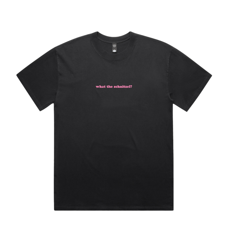 What The Schnitzel? Embroidered Black Tshirt by Anthony Voulgaris