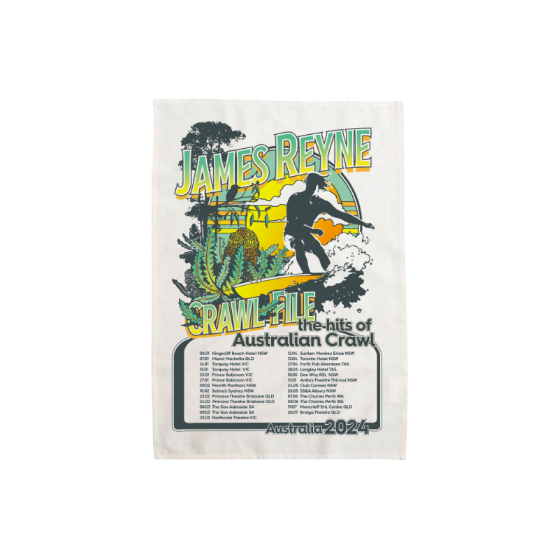 White Tea Towel – Aus Crawl Tour 2024 by James Reyne