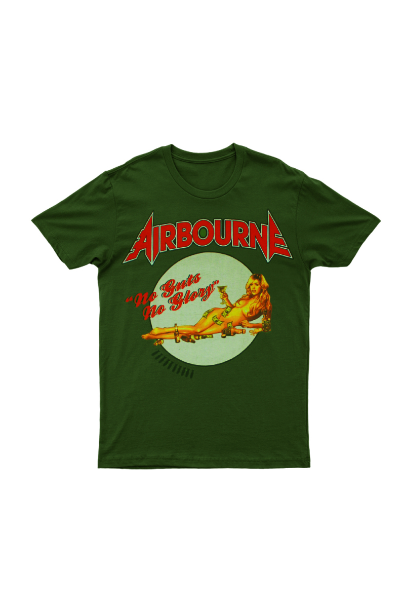 No Guts No Glory Green Tshirt by Airbourne