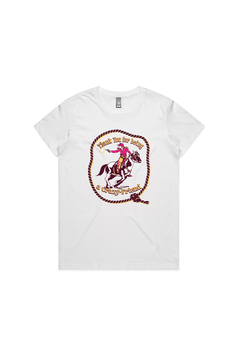 Cowgirl White Tshirt by Andrew Farriss