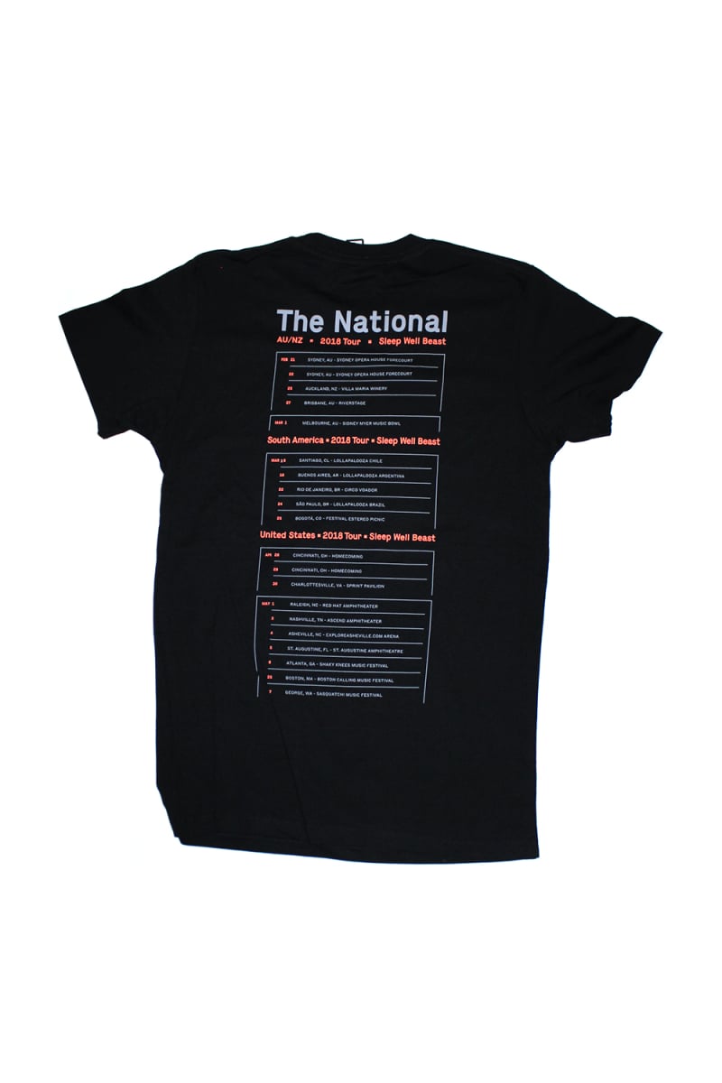 Sleep Well Tour Black Tshirt W Dateback by The National