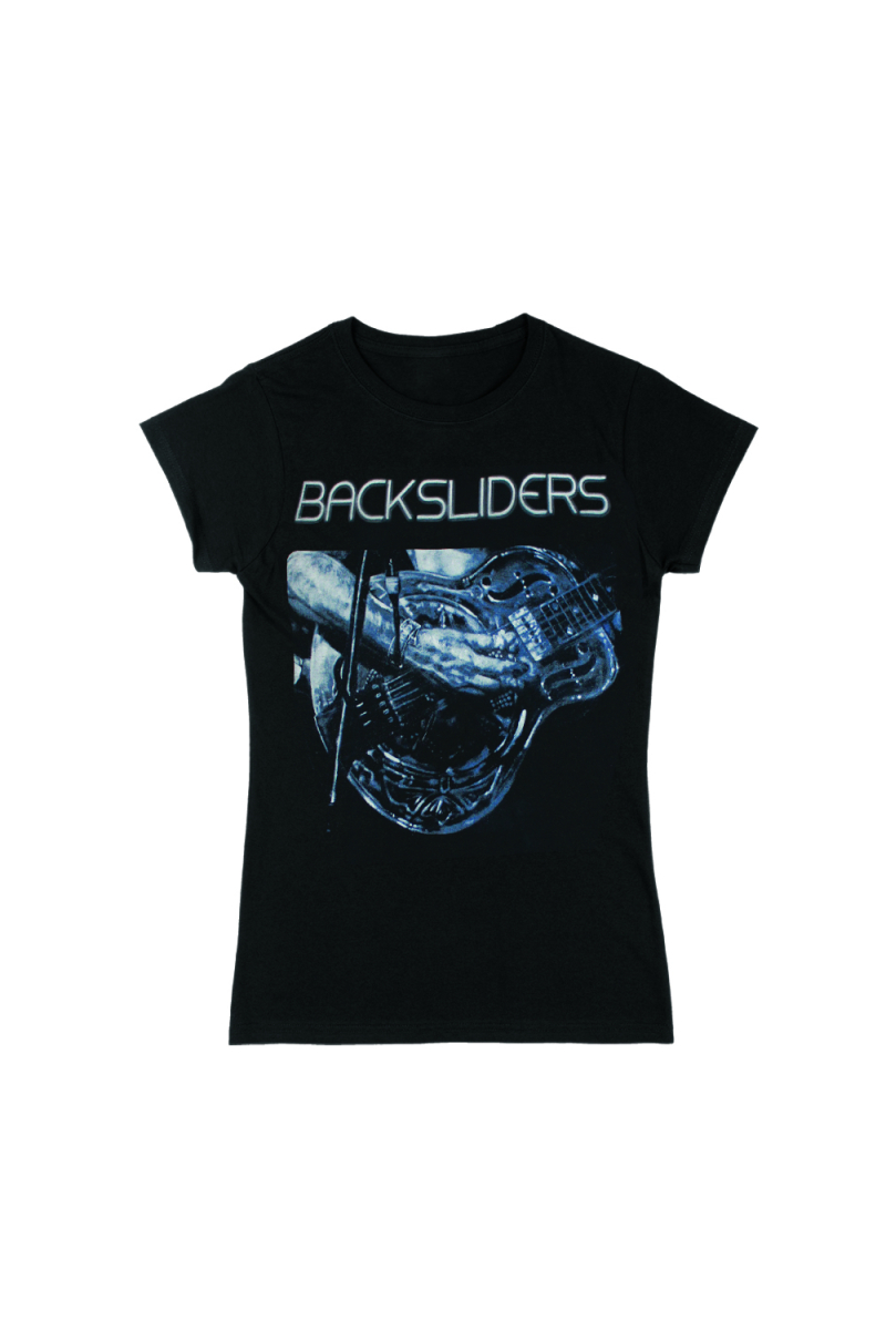 Resonator Guitar Black Tshirt (excerpt from a painting by Ella Hirst) by Backsliders