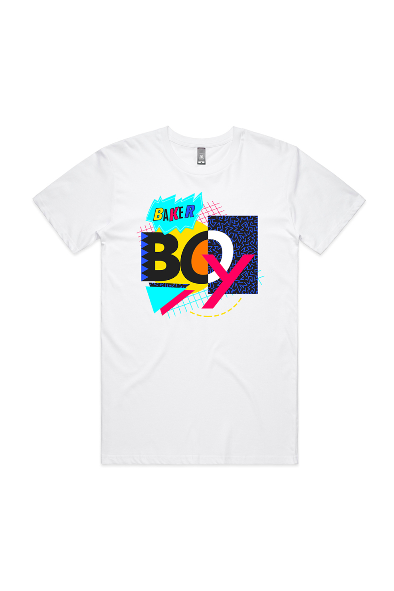 90's Mash Up White Tshirt by Baker Boy