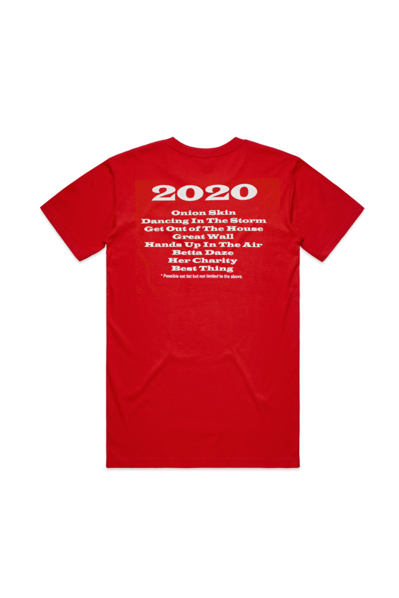 Crazy Times 2020 Red Tshirt w/dateback by Boom Crash Opera