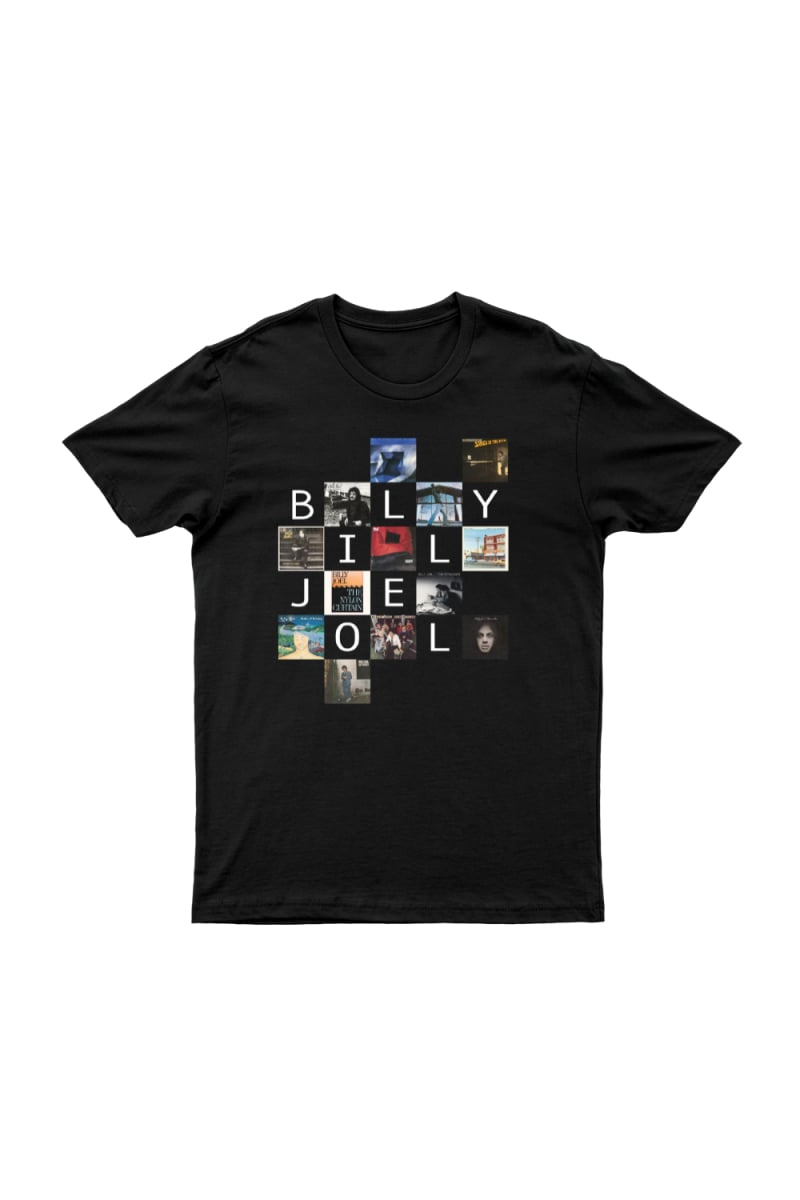 Album Covers Black Tshirt by Billy Joel