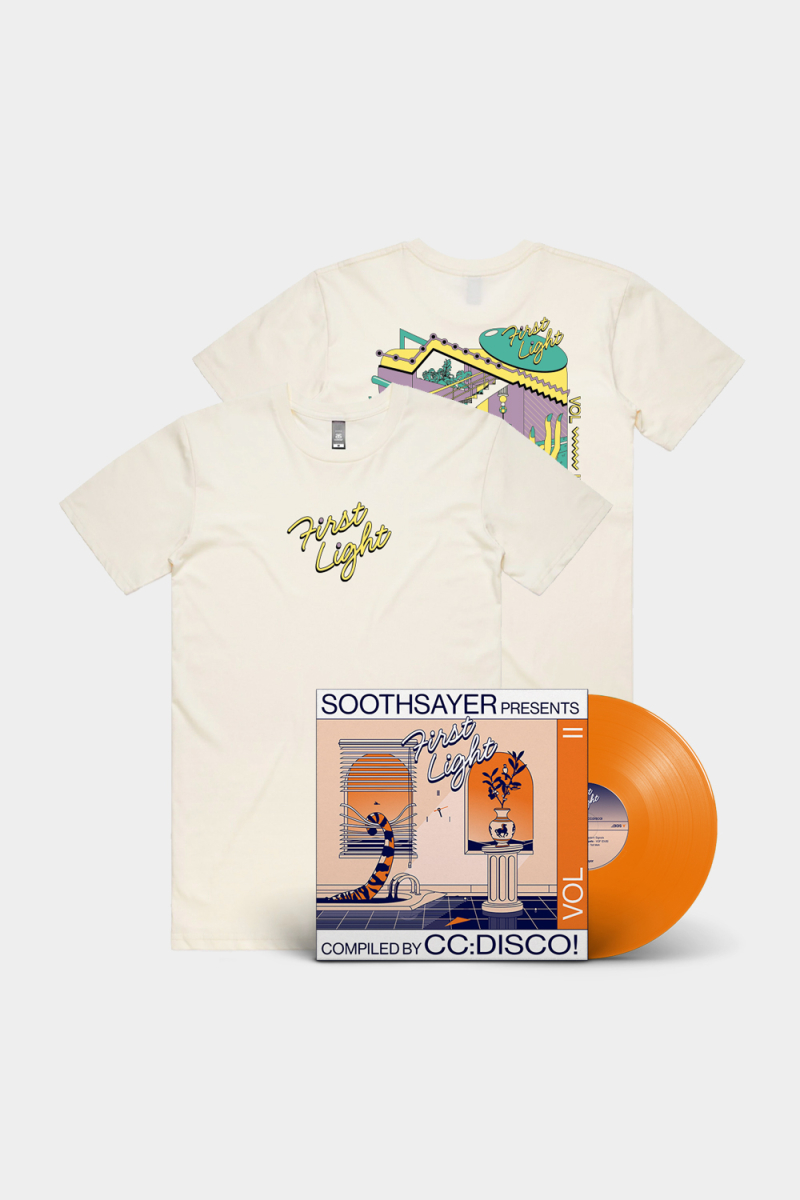‘FIRST LIGHT’ VOL. II COMPILED BY CC:DISCO! VINYL, TEE AND STICKER BUNDLE by Soothsayer