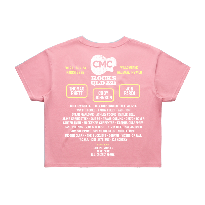 Boots n Flower Bubblegum Crop Tee by CMC ROCKS QLD 2025