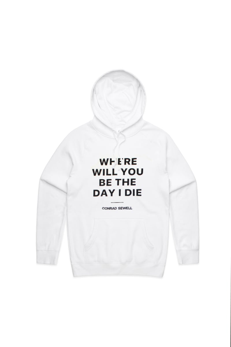 Day I Die White Hoodie by Conrad Sewell