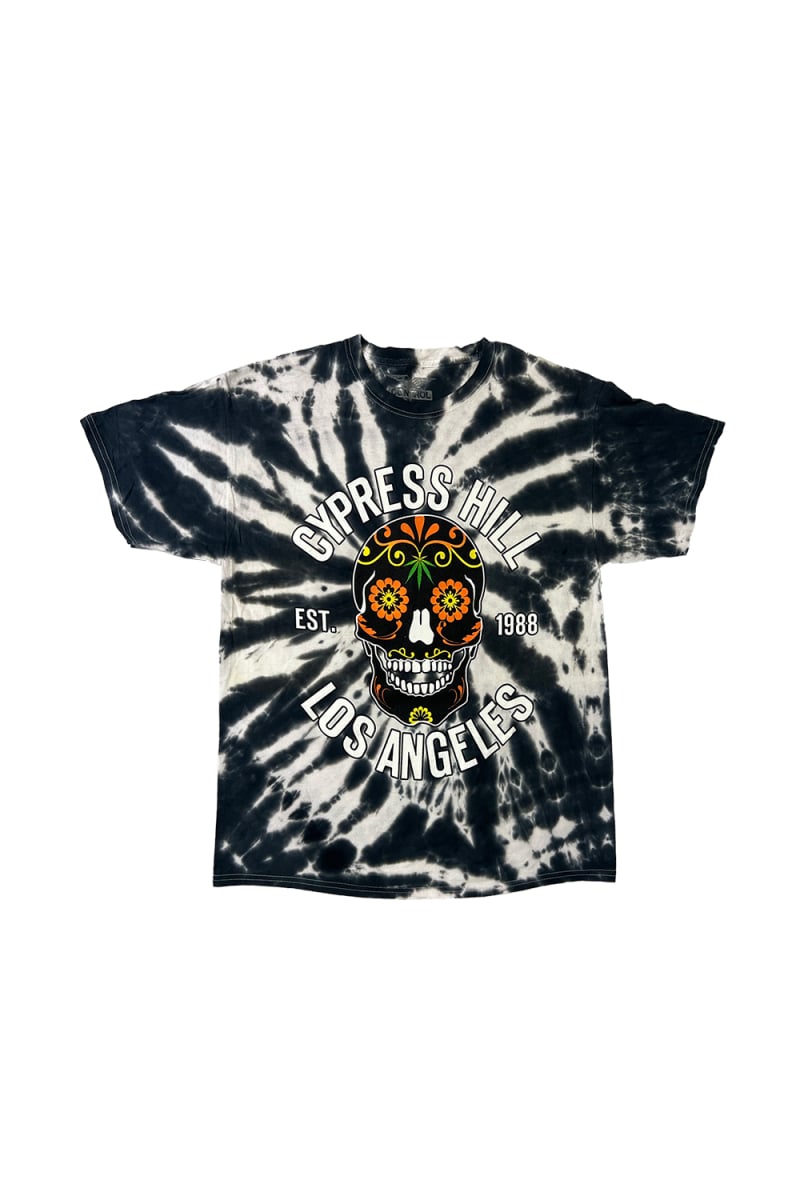 Cypress Hill "Day of the Dead V2" T-shirt in Black and White Tie Dye by Cypress Hill