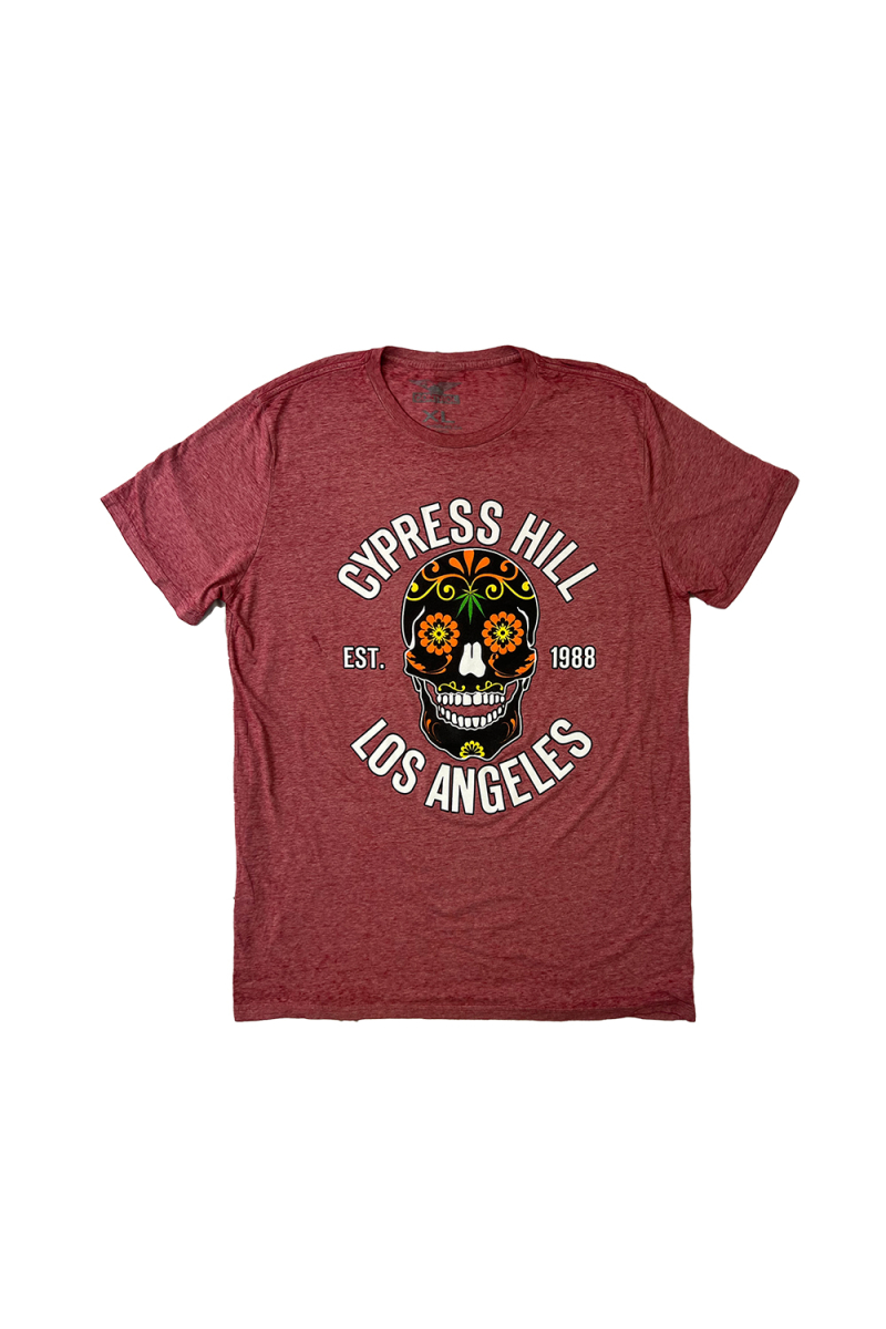 Cypress Hill "Day of the Dead V2" T-shirt in Red Heather by Cypress Hill