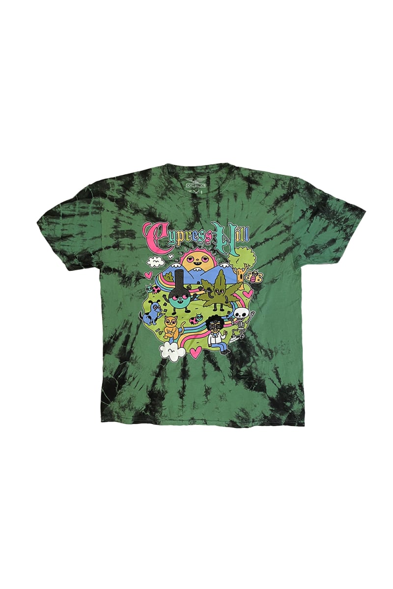 Cypress Hill "Sean Solomon's Happy Time" T-shirt in Green and Black Tie Dye by Cypress Hill