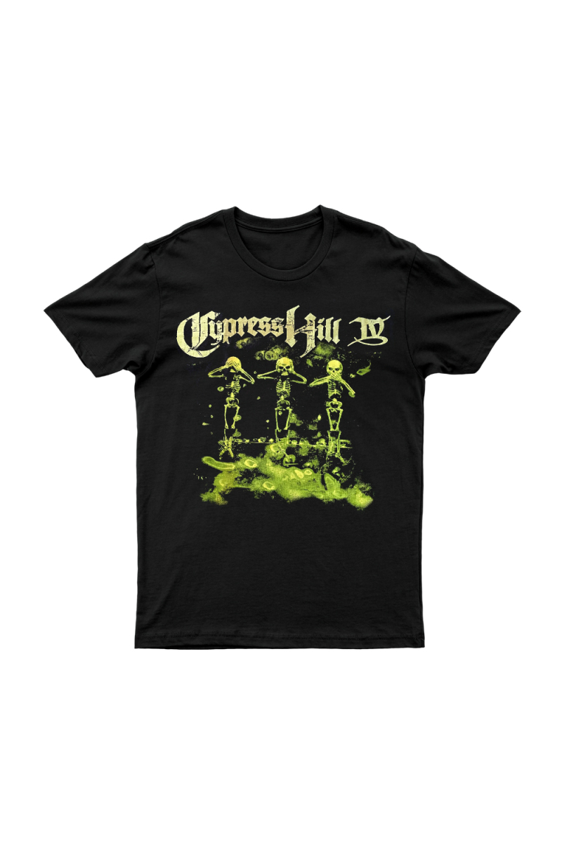 Black Tshirt – IV Black – 3 Green Skeletons by Cypress Hill