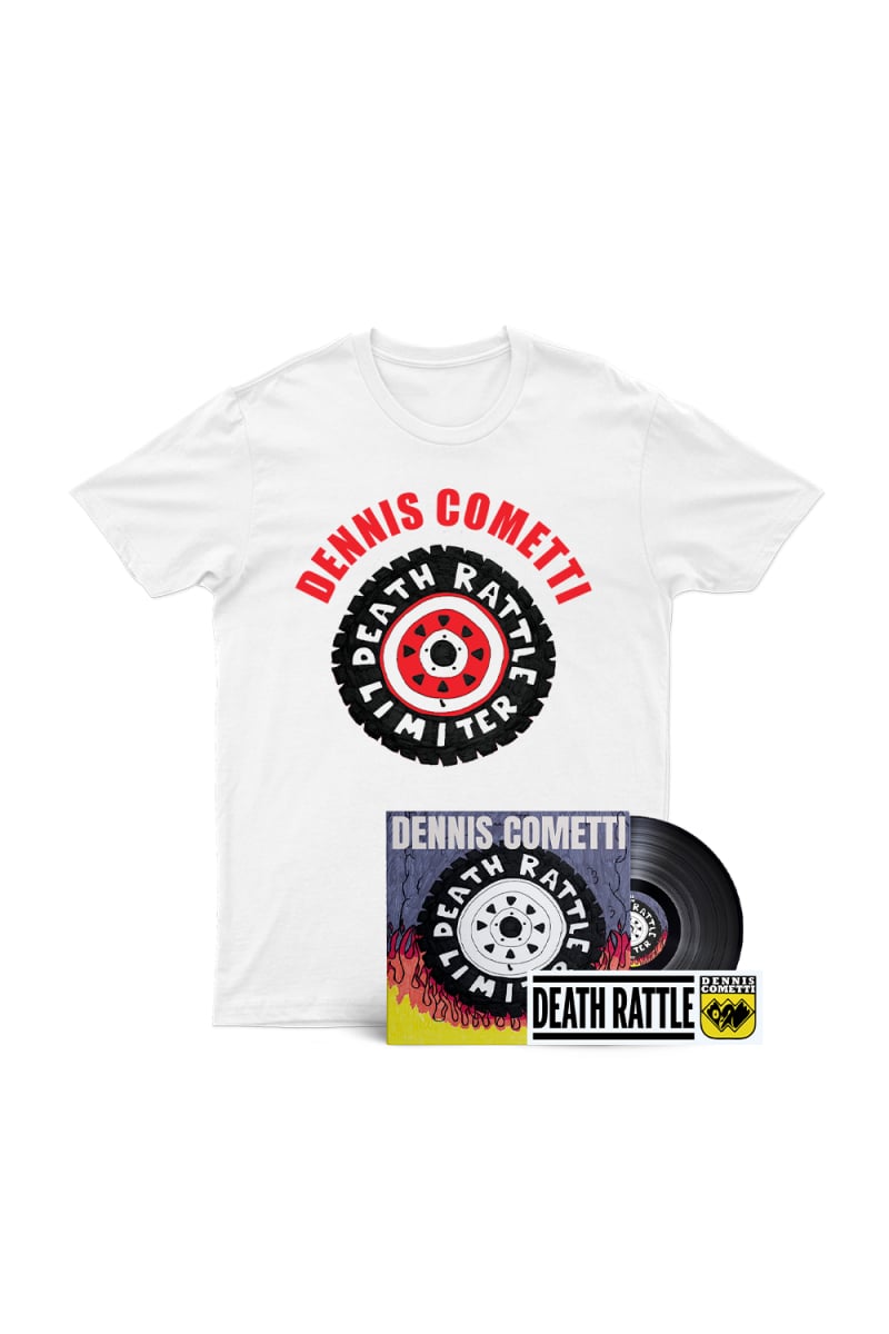 DEATH RATTLE LIMITED EP/TSHIRT/STICKER BUNDLE by DENNIS COMETTI