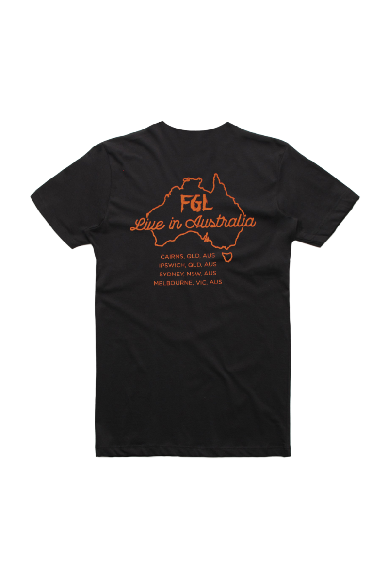 Live Australian Tour Black Tshirt w/dateback by FLORIDA GEORGIA LINE