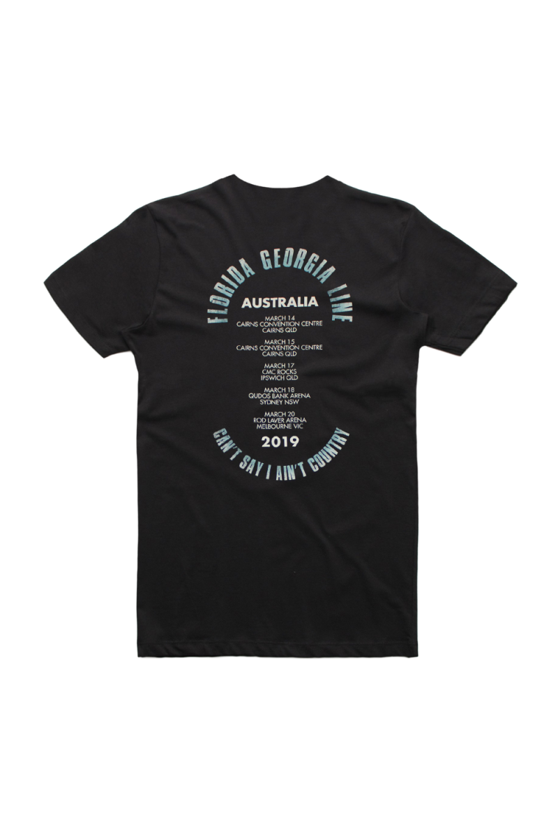 Circle Logo Australian Tour Black Tshirt w/dateback by FLORIDA GEORGIA LINE