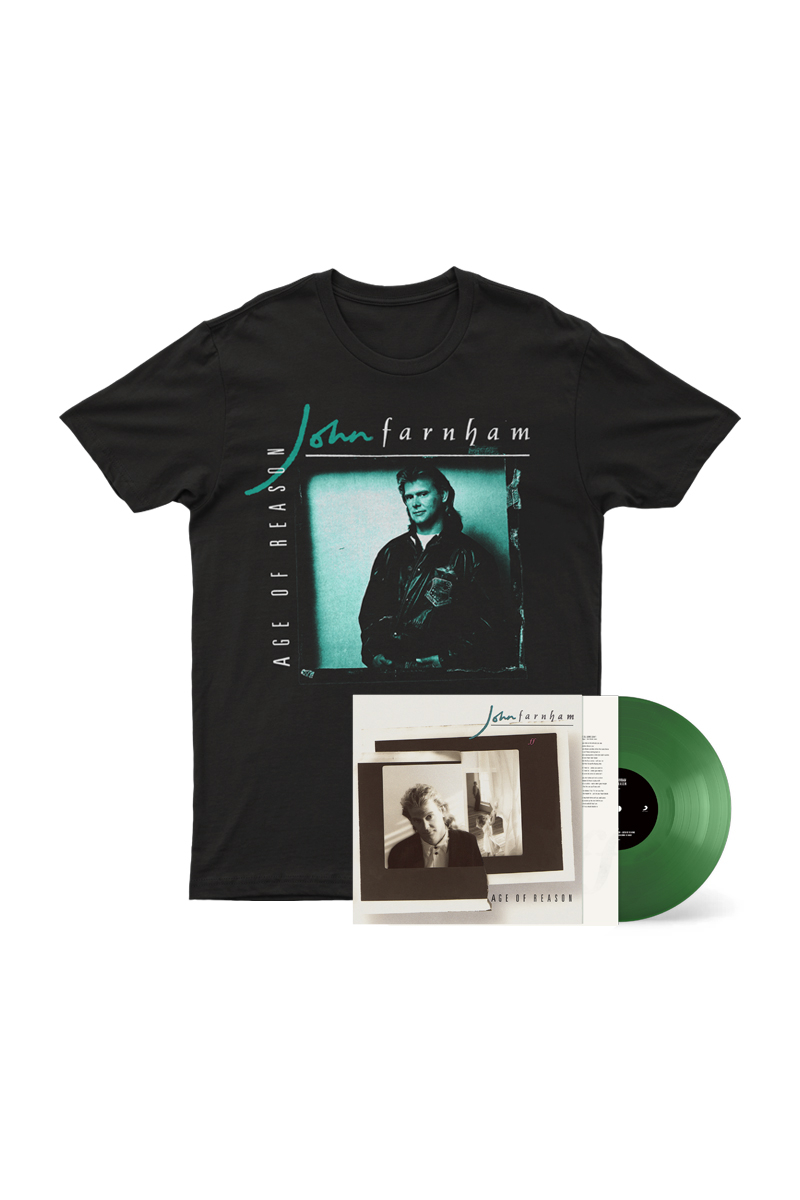 Age of Reason 35th Anniversary Green Vinyl + Retro Black Tshirt by John Farnham