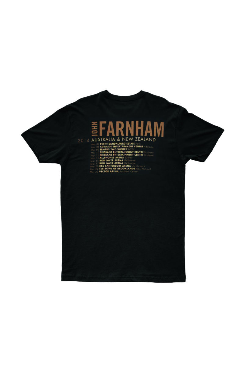 Australian Tour 2014 Black Tshirt by John Farnham
