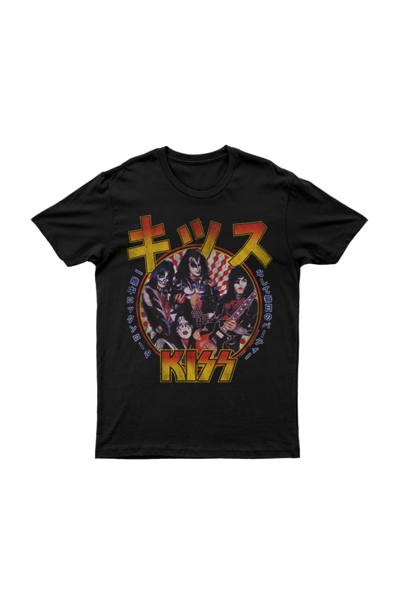 All Night Japanese Print Black Tshirt by KISS
