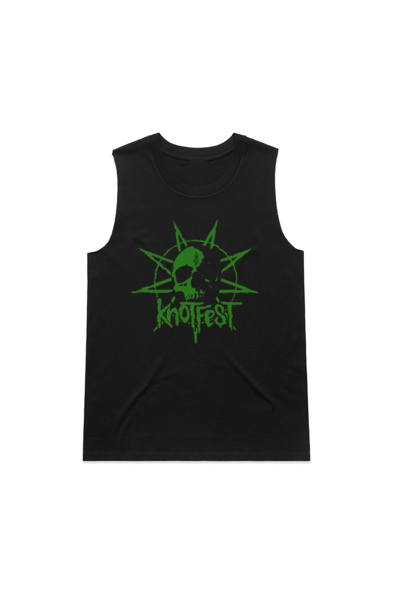 9 Point Skull Star Ladies Sleevess Tshirt by Knotfest