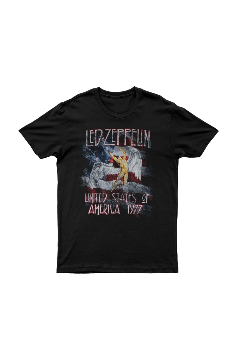 USA77 With Flag Tshirt by Led Zeppelin