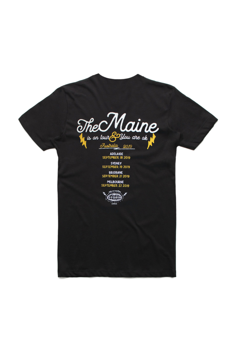8123 Worldwide Black Tshirt Australia 2019 by The Maine