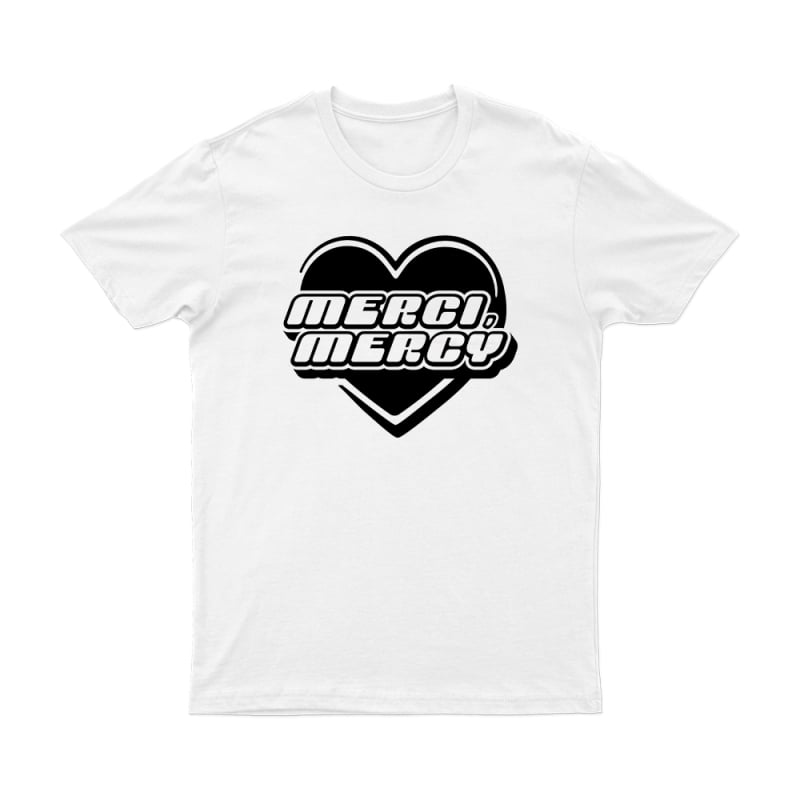 Black Heart White Tshirt by Merci, Mercy