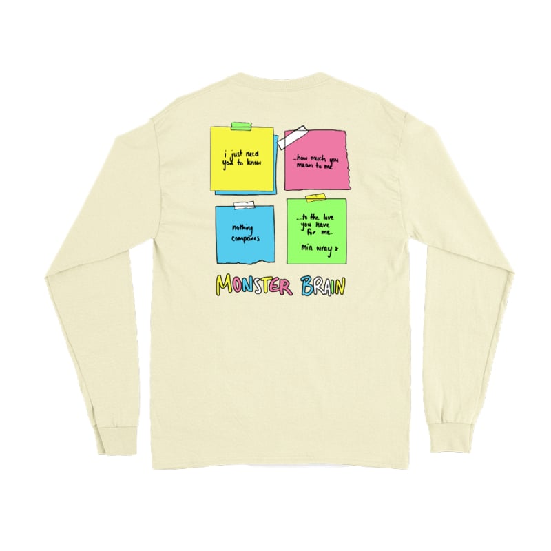 Post Its Butter Longsleeve Tshirt by Mia Wray