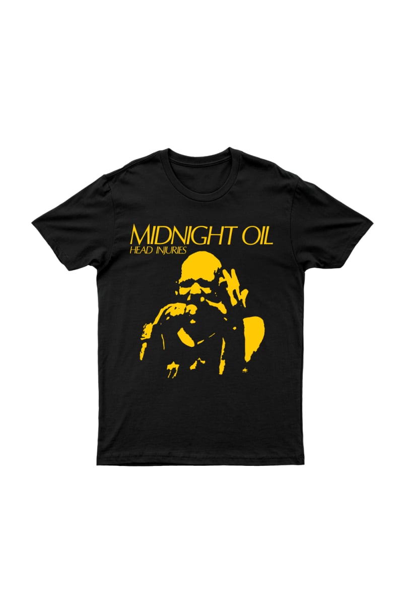 Head Injuries Black Tshirt by Midnight Oil