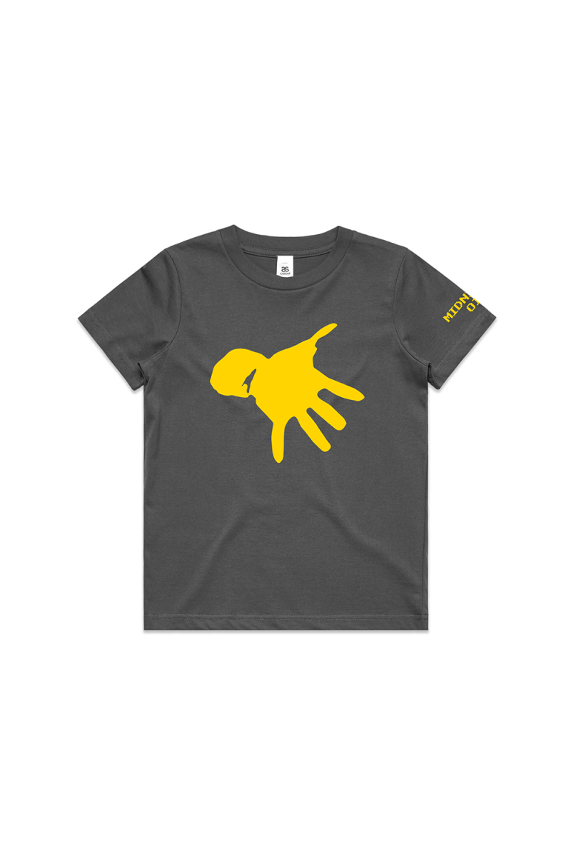 Hand Kids Charcoal Tshirt w Sleeve Print by Midnight Oil
