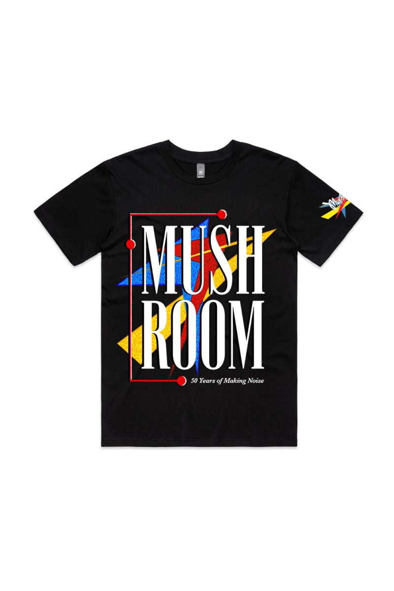 ‘80s Mushroom Black T-shirt  by Mushroom 50