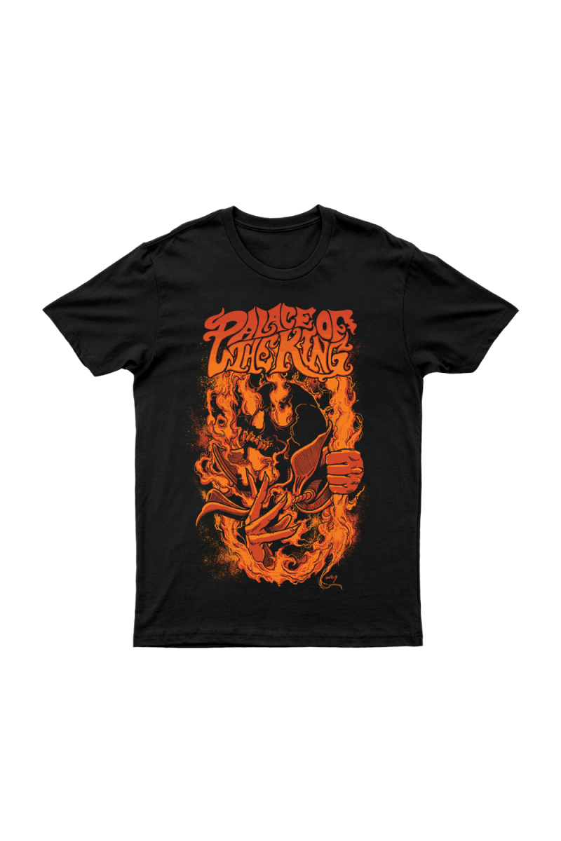 Palace Of The King Flame Skull Black Tshirt by Reckless Records