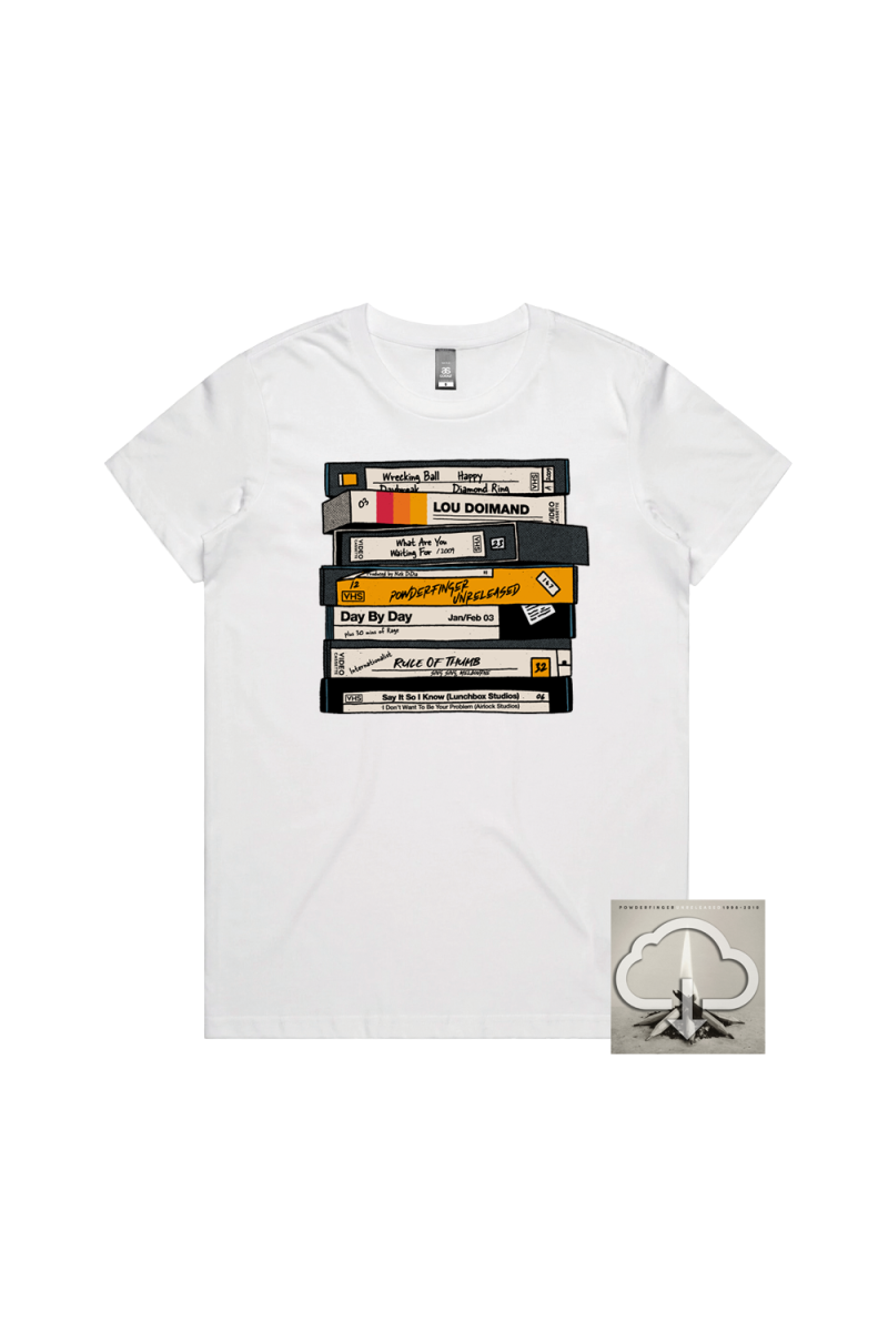 Unreleased 1998-2010 LP (Digital Download)/ VHS White Tshirt by Powderfinger