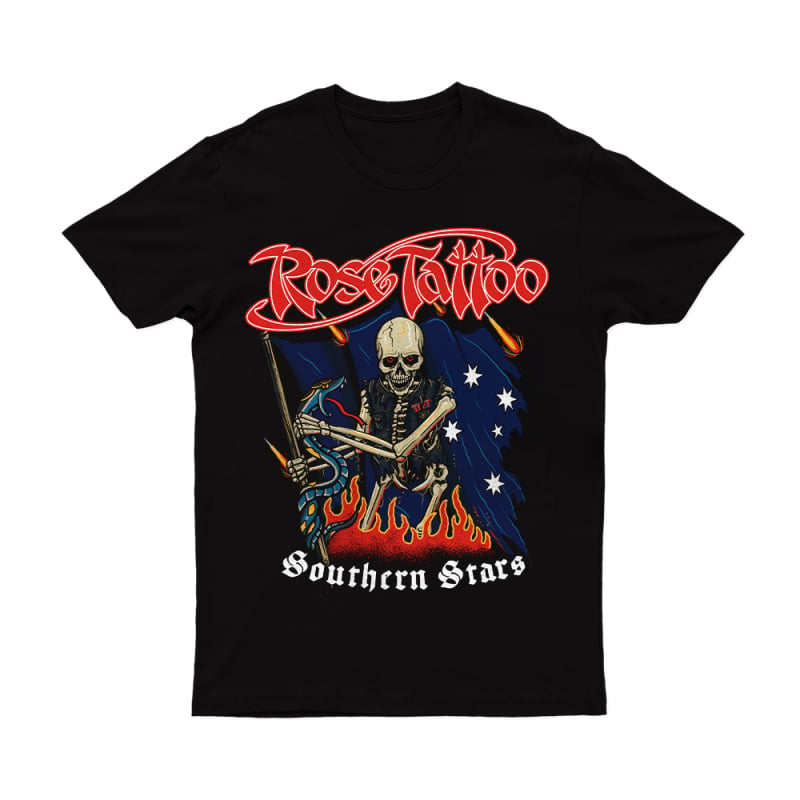 Skeleton Black Tshirt (Front Print Only) by Rose Tattoo