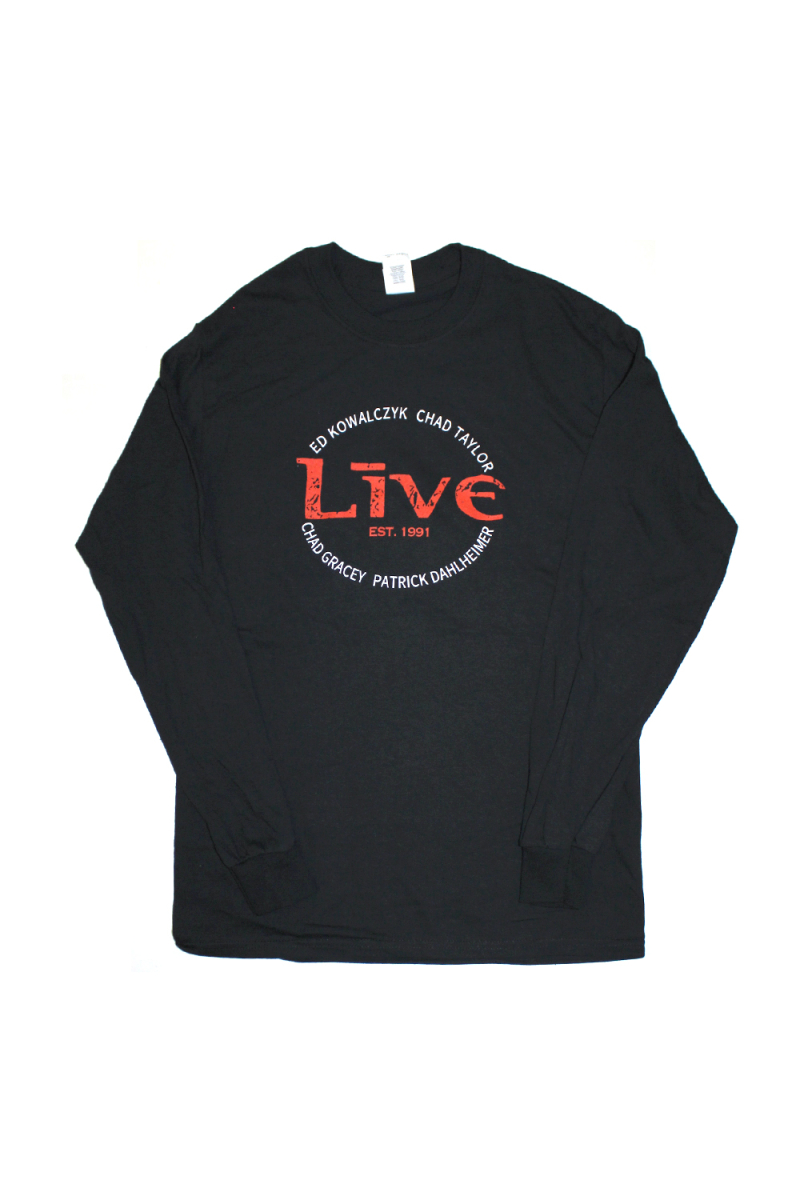 Logo Names Longsleeve Black Tshirt by LIVE