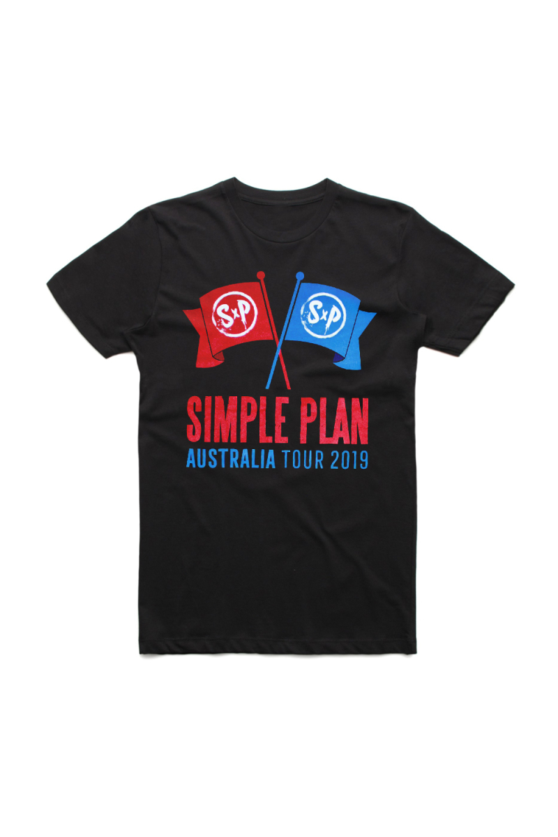 Flags Tour Black Tshirt by Simple Plan