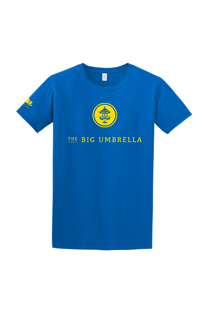 Yellow Logo Blue Tshirt by The Big Umbrella